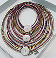 Necklace, glass, metal, shell, African (Maasai peoples)