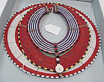 Necklace, glass, metal, leather, shell, African (Maasai peoples)