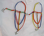 Earrings, metal, glass, plastic, cotton, African (Maasai peoples)