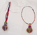 Earrings, glass, cotton, raffia, metal, African (Maasai peoples)