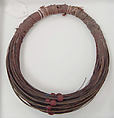 Necklace, organic, glass, leather, cotton, African (Rendille peoples)