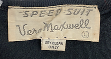 "Speed Suit", Vera Maxwell (American, 1901–1995), Synthetic, American