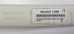 Ensemble, Helmut Lang (Austrian, born 1956), (a) synthetic; (b) cotton, synthetic; (c, e, f) leather, metal (d) synthetic, Austrian