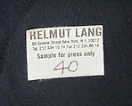 Ensemble, Helmut Lang (Austrian, born 1956), (a) silk, horsehair; (b, c) leather, horsehair, Austrian
