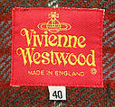 Suit, Vivienne Westwood (British, founded 1971), (a) wool, synthetic, (b) wool, British