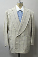 Suit, (a) linen; (b) linen, metal; (c) silk; (d) silk, leather, metal; (e) cotton; (f) metal; (g, h) metal, enamel; (i) silk; (j, k) cotton; (l, m) leather; (n) wool, silk, leather; (o) enamel, synthetic., American