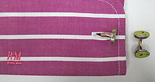 Ensemble, (a) cotton, silk, synthetic; (b) silk; (c) wool, metal; (d) silk, leather, metal; (e) cotton; (f, g) metal, enamel; (h) silk, metal; (i, j) cotton; (k, l) leather; (m) wool, silk, leather., American