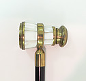 Walking stick, wood, metal, mother-of-pearl, glass, French
