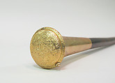 Walking stick, wood, metal, glass, horn, French