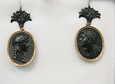 Earrings, iron, gold, German