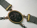 Necklace, iron, gold, German