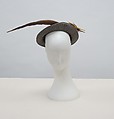 Hat, wool, feather, silk, cotton, metal, American