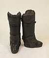 Boots, leather, metal, horsehair, probably French