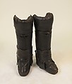 Boots, leather, metal, horsehair, probably French