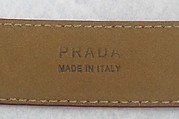 Ensemble, Prada (Italian, founded 1913), (a) wool, synthetic, (b) wool, silk, cotton, metal, (c) leather, metal, (d, e) leather, (f, g) leather, synthetic, metal, (h) leather, silk, metal, (i) leather, metal, Italian