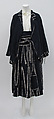Ensemble, Comme des Garçons (Japanese, founded 1969), linen, synthetic, leather, mother-of-pearl, Japanese
