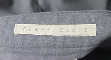 Ensemble, Perry Ellis (American, founded 1978), wool, silk, leather, , mother-of-pearl, metal, American