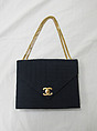 Ensemble, House of Chanel (French, founded 1910), silk, leather, cotton, metal, French