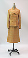Ensemble, House of Chanel  French, wool, silk, cotton, leather, metal, mother-of-pearl, French