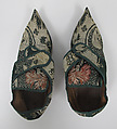 Shoes, silk, metal, British