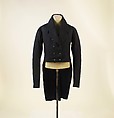 Tailcoat, wool, silk, cotton, wood, probably British
