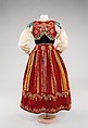 Ensemble, wool, silk, cotton, metal, glass, Portuguese