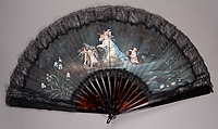 Fan, Tortoiseshell, silk, French