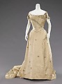 Evening dress, House of Worth  French, silk, rhinestones, metal, French