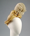 Bonnet, Berthe French, Wool, silk, feather, linen, metallic, French