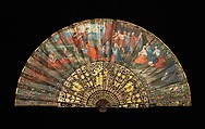 Fan, tortoiseshell, paper, gouache, metal, Italian