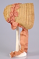 Poke bonnet, Straw, horsehair, silk, American