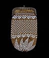 Coin purse, Glass, silk, metal, leather, American