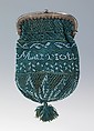 Coin purse, silk, glass, metal, American