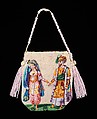 Pouch, glass, silk, linen, probably European