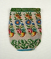 Pouch, Glass, silk, linen, American