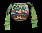 Pouch, glass, linen, silk, American