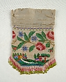 Pouch, Glass, linen, silk, American
