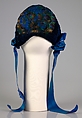 Evening bonnet, Feathers, silk, American