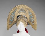 Headdress, silk, glass, semi-precious stones, metal, cotton, mother-of-pearl, Russian