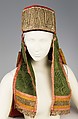 Headdress, silk, metal, paper, Russian