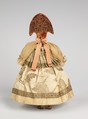 Doll, silk, metal, glass, pearls, linen, cotton, wood, Russian