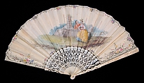Fan, Ivory, paper, British
