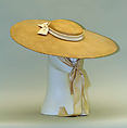 Hat, Edward Molyneux (French (born England), London 1891–1974 Monte Carlo), straw, French