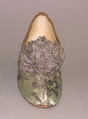 Slippers, silk, metal thread, American