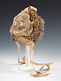 Bonnet, silk, cotton, metal, French