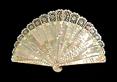 Brisé fan, Mother-of-pearl, silk, French