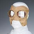 Goggles, silk, glass, metal, leather, American
