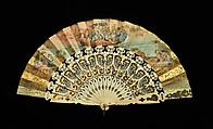 Fan, ivory, paper, gouache, mother-of-pearl, metal, probably French