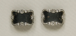 Shoe buckles, metal, leather, American