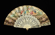 Fan, ivory, paper, mother-of-pearl, metal, Spanish